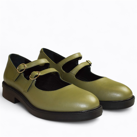 Skórzane zielone półbuty damskie Kirella