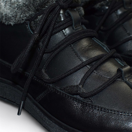 Renalia Women's Black Leather Snow Boots