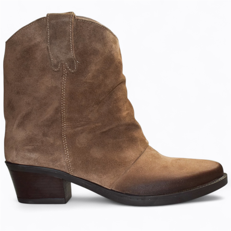 Skórzane taupe botki damskie Juvitia