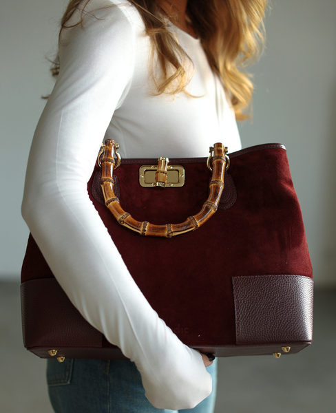Esvaldi Wiśnia – Large Women's Suede Handbag