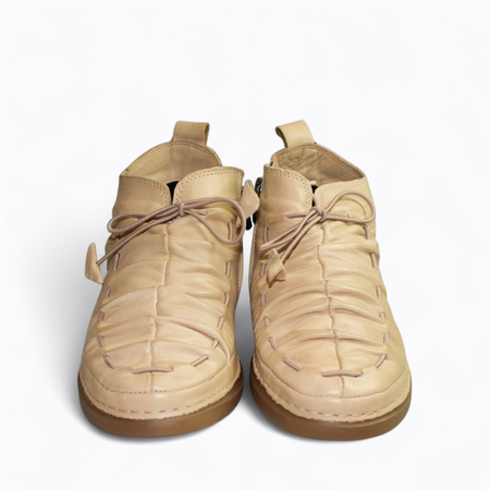 Skórzane beżowe trzewiki damskie Lorenza