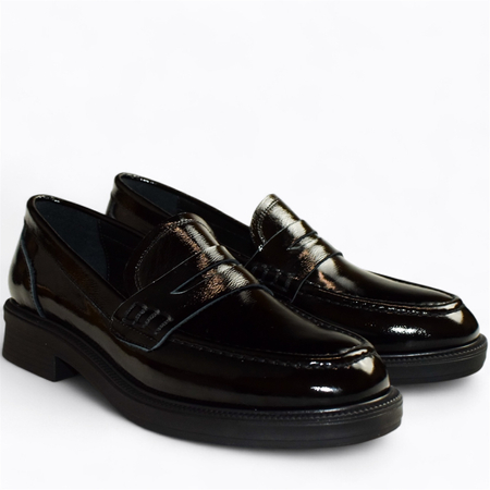 Skórzane czarne półbuty damskie Gabelia