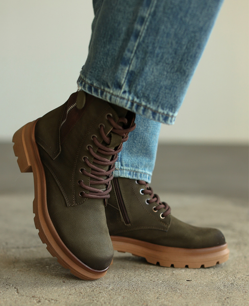 Kadaria Women's Khaki Leather Boots