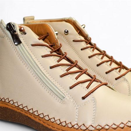 SKÓRZANE BEŻOWE BOTKI DAMSKIE NIMERIS