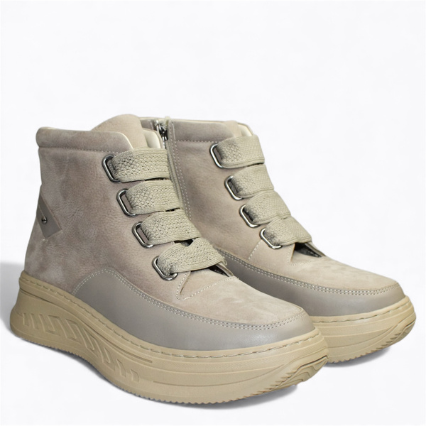 OLVARIA BEIGE LEATHER WOMEN'S BOOTS