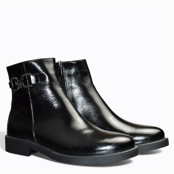ZINETHI BLACK LEATHER WOMEN'S ANKLE BOOTS