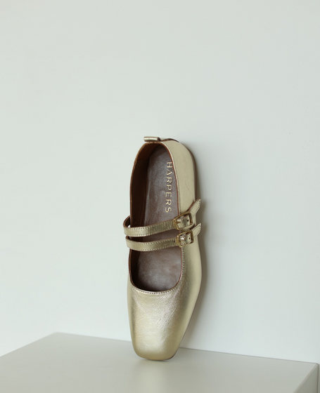 Albrika Women's Leather Gold Loafers