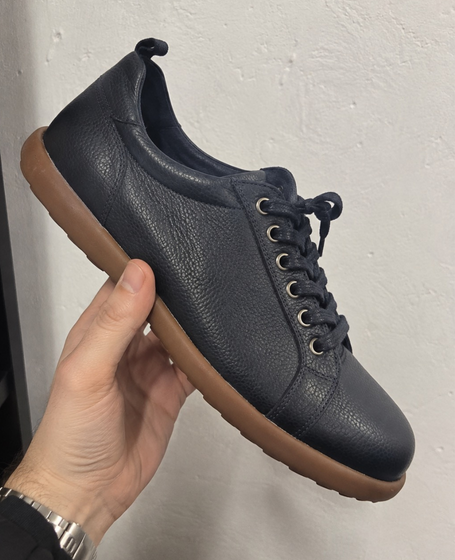 Delemar Men's Navy Blue Leather Low-Top Shoes