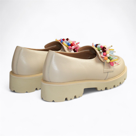 Linaria Beige Leather Women's Low-Top Shoes