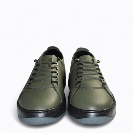 Skórzane oliwkowe sneakersy damskie Arestia