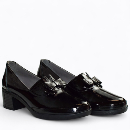 SKÓRZANE CZARNE CZÓŁENKA DAMSKIE WATTIA