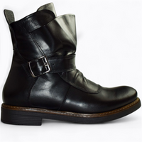 SKÓRZANE CZARNE BOTKI DAMSKIE SAFRIDA