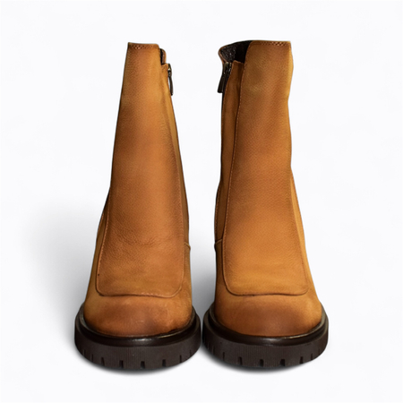 SKÓRZANE RUDE BOTKI DAMSKIE MILIORI