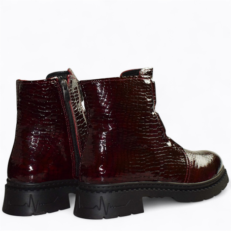 Galenna Women's Burgundy Leather Ankle Boots