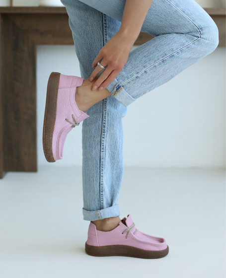 Vorelia Women's Pink Leather Low-Cut Shoes
