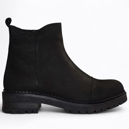 Zarline Women's Black Leather Ankle Boots