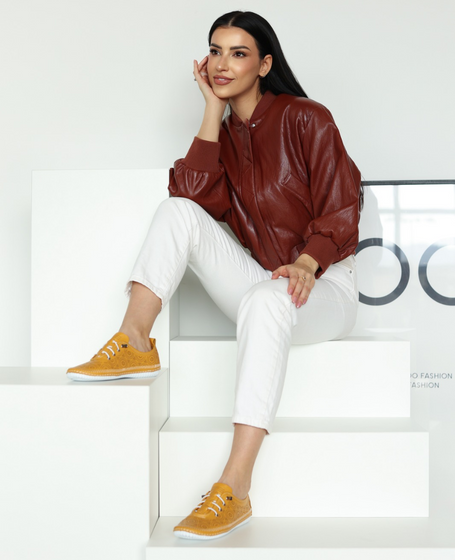Cavelia Women's Mustard-Colored Leather Loafers