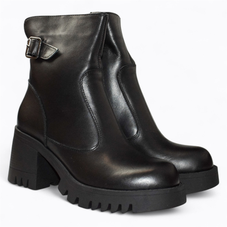 SKÓRZANE CZARNE BOTKI DAMSKIE PHIRENE