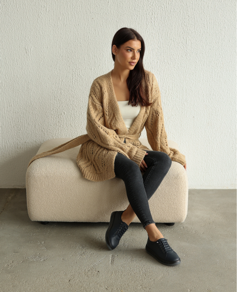 Skórzane granatowe sneakersy damskie Arestia
