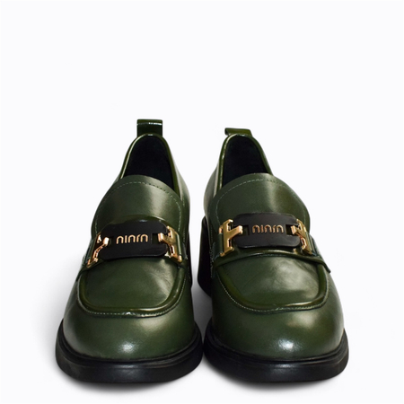 Skórzane zielone półbuty damskie Irenica