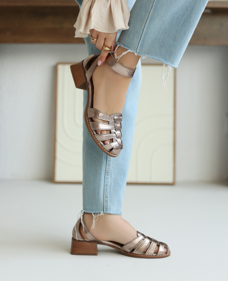 Ivelina Women's Leather Copper Sandals
