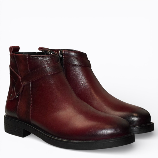 Siliora Women's Burgundy Leather Ankle Boots