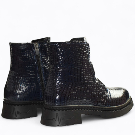 SKÓRZANE GRANATOWE BOTKI DAMSKIE GALENNA