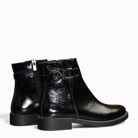 ZINETHI BLACK LEATHER WOMEN'S ANKLE BOOTS