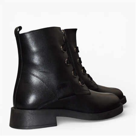 SKÓRZANE CZARNE BOTKI DAMSKIE MIRELIA