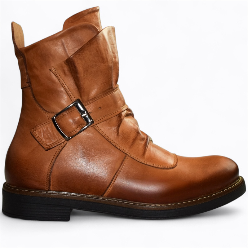 Safrida Women's Red Leather Ankle Boots