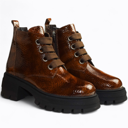 Skórzane brązowe botki damskie Jesmira