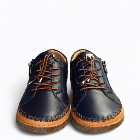 SKÓRZANE GRANATOWE PÓŁBUTY DAMSKIE AGNETIA