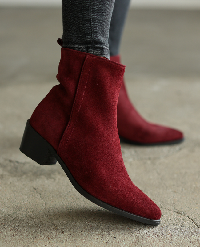 Zafrina Women's Burgundy Leather Ankle Boots