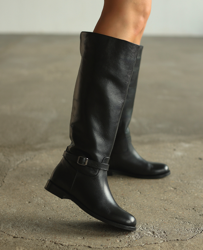 Bellara Women's Black Leather Knee-High Boots