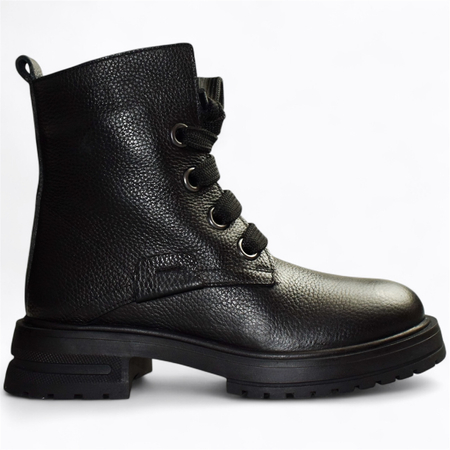 SKÓRZANE CZARNE BOTKI DAMSKIE TRENISA