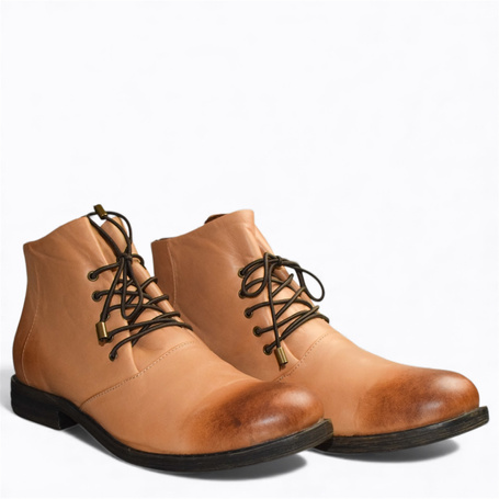 Evandra Beige Leather Women's Boots