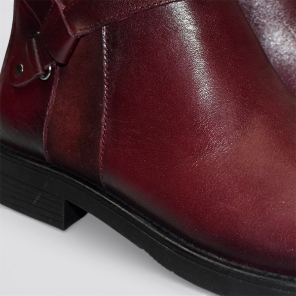 Siliora Women's Burgundy Leather Ankle Boots