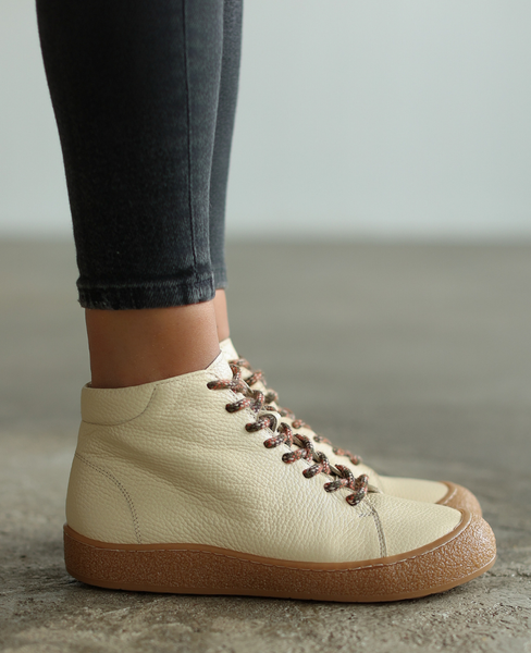 Lavelle Women's Ecru Leather Boots