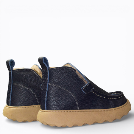 SKÓRZANE GRANATOWE BOTKI DAMSKIE DELIRIS