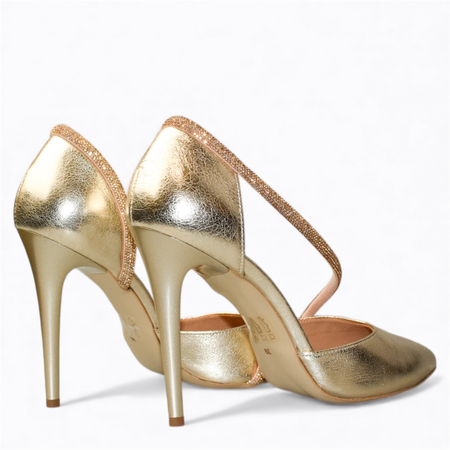 SKÓRZANE ZŁOTE CZÓŁENKA DAMSKIE RESTINE