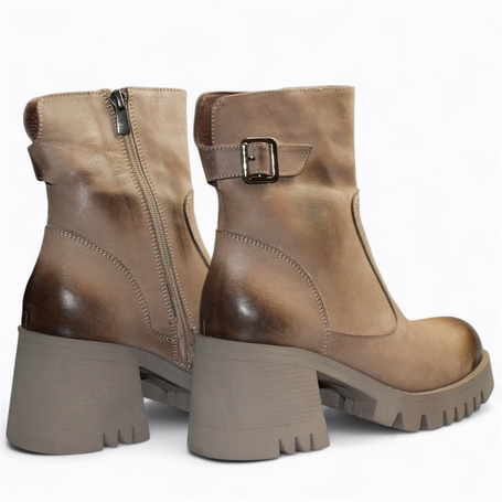 Phirene Women's Gray Leather Ankle Boots
