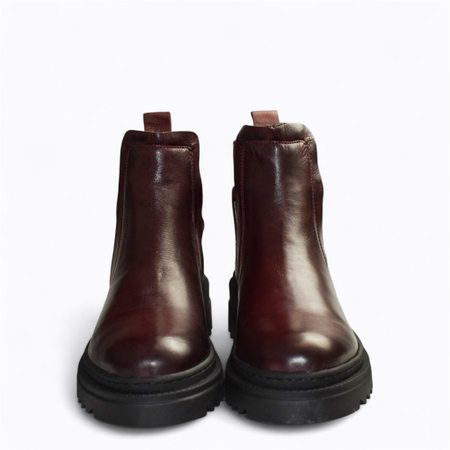 SKÓRZANE BORDOWE BOTKI DAMSKIE INORITH