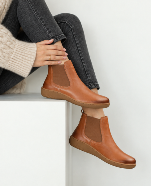 Avanise Women's Red Leather Barefoot Ankle Boots