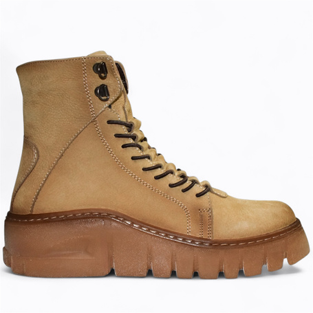 Hadrina Beige Leather Women's Ankle Boots