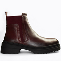 Skórzane bordowe botki damskie Inorith