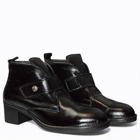 SKÓRZANE CZARNE BOTKI DAMSKIE ORINDRA