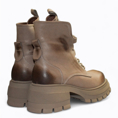Genevra Women's Gray Leather Ankle Boots