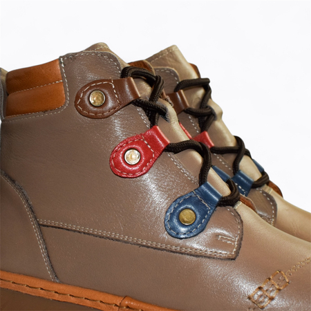 SKÓRZANE SZARE TRZEWIKI DAMSKIE NORILEN