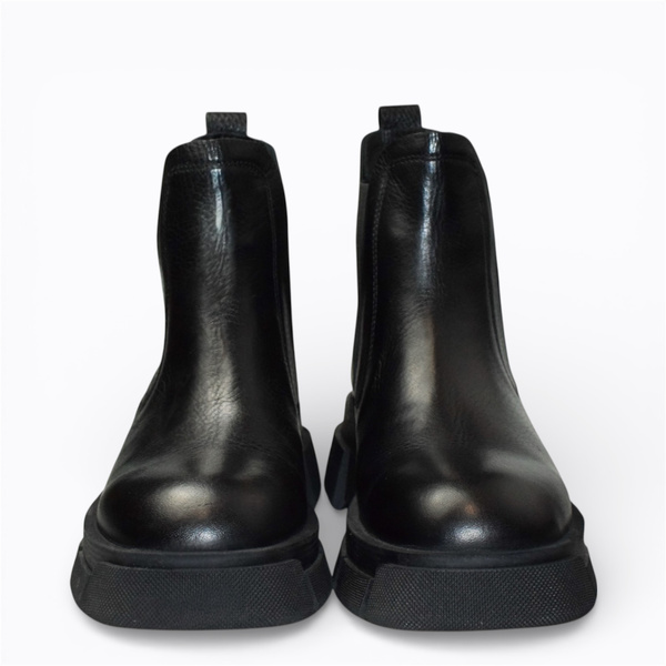 Teryssa Women's Black Leather Ankle Boots