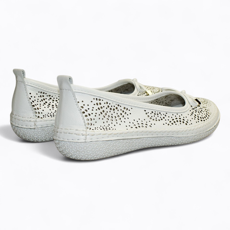 Ersinea Women's White Leather Low-Cut Shoes